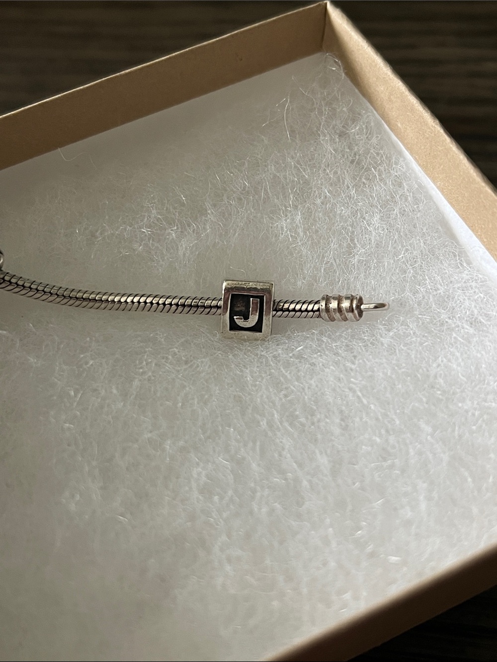 Pandora Sterling Silver Letter 'J' Cube Charm